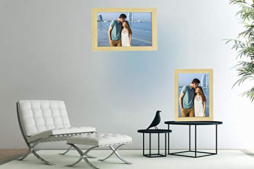 Image of Photo frame 8x12 /A4 Inches set of 2 Natural Wood Color Glass & Synthetic Wood Hanging /Table Top Modern Photo Frame for Wall Decoration