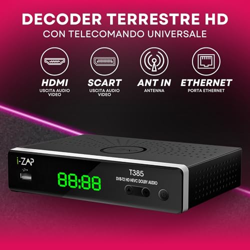 Adb IZAPT385 Decoder Digitale Terrestre Zapper T2 Hevc Hd Dolby - 3