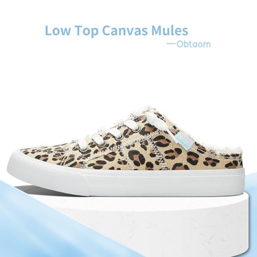 Image of Obtaom Women Canvas Mules Memory Foam Clipper Fashion Sneakers Comfortable Slip-On Mule Backless Holiday Shoes