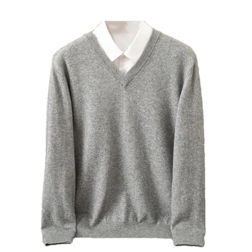 Men's 100 Percent Cashmere Sweater Fall Winter V-Neck Long Sleeve Slim Fit Sweater Pullover Tops