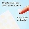 Peach-Slices-Acne-Spot-Dots-Clear-Hydrocolloid-Acne-Pimple-Patch-for-Zits-and-Breakouts-Treats-Drains-and-Shrinks-Blemishes-Vegan-and-Cruelty-Free-Three-Sizes-7mm-10mm-12mm-30-Count Peach Slices | Acne Spot Dots | Hydrocolloid Acne Patches | For Zits, Blemishes, & Breakouts | Vegan | Cruelty-Free | Pimple Patches | Facial Skin Care Products | 3 Sizes (7mm, 10mm, & 12mm) | 30 Ct