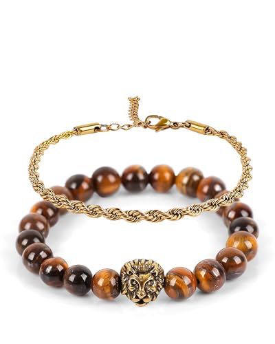 𝗚𝗿𝗮𝗱𝘂𝗮𝘁𝗶𝗼𝗻 𝗚𝗶𝗳𝘁𝘀 𝗳𝗼𝗿 𝗛𝗶𝗺 𝟮𝟬𝟮𝟱 High School, College Graduation Gifts, Handmade Bracelet Set, Tiger Eye 8mm Natural Stone, Gifts for Men Class of 2025 for Son Friend Men