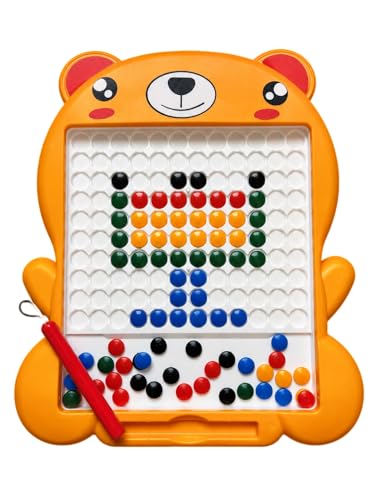 Image of Magnetic Drawing Board for Kids with 80 Beads & Pen | Big Size Educational Doodle Board | Preschool Learning & Fine Motor Skills Toy for Toddlers (Yellow)
