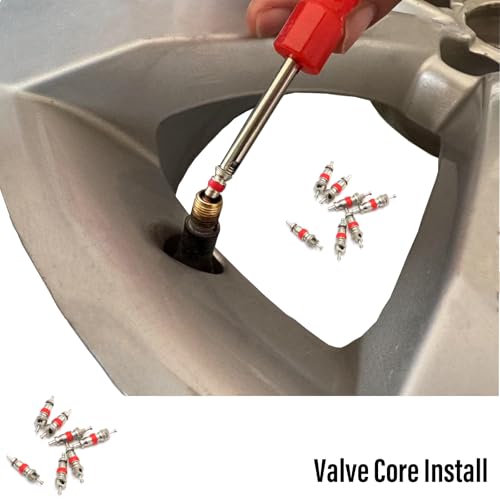 Image of 100Pcs Schrader Tire Valve Core,Valve Stem Core Replacement for General Vehicles of Cars,Motorcycles,Bicycles and Trucks,Two Colors Seal Rubber Ring Available (Red)