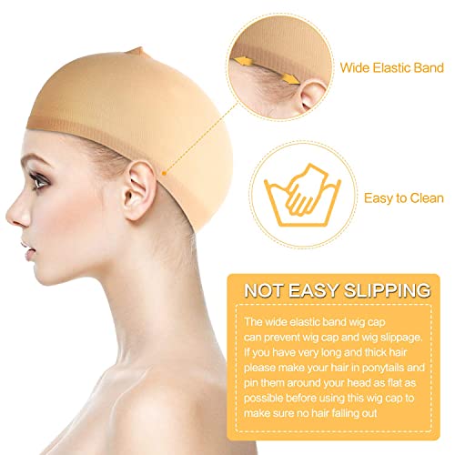 Hsthe Sea Pack of 12 Wig Cap Wig Caps Nylon Wig Caps Nylon Hair Net Stretchy Elastic Net Wig Net for Men and Women (Skin Color) - Image 2