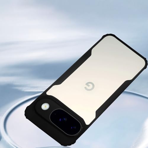 Image of AIBEX Crystal Clear Back Cover Case for Google Pixel 9 5G | 360 Degree Protection | Shock Proof Design | Transparent Back Cover Case (PC & TPU, Black Bumper)