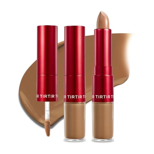 Image of TIRTIR Glide&Hide Blurring Concealer - Creamy texture, Conceals dark circles and wrinkles, Dual formula (liquid tip & balm stick), Long-lasting wear, Korean Makeup, #8.3O, 0.28 Oz