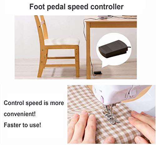 Dechow Sewing Machine For Beginners, Electric Mini Portable, 12 Built-In Stitches With Reverse Sewing, 2 Speeds Double Thread With Foot Pedal, 14 Pcs Floral Cotton Fabric, 12 Colors Of Polyester Sewing Threads Set 200 Yards Each(Purple) #TOP5