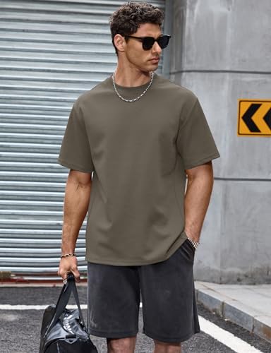 Image of Herberton Mens Oversized T-Shirts Heavyweight Cotton Stretch Fashion Thick Tee Tops (S-3XL)