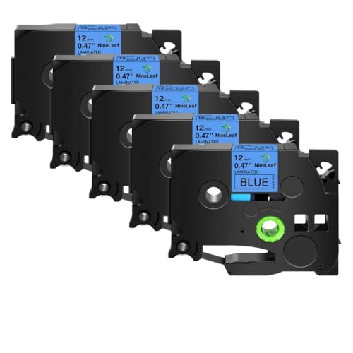 PT-1180 H110xv^[pTZE-231 TZE-241 TZE-335 TZE-631ƌ݊̂锒xe[v5pbN12mmubN(Black on blue)