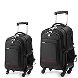 star cloud 18-inch + 24-inch Checked Backpack Combo Set Large Rolling Backpack Travel Commute Bag, Carry on Luggage Trolley Suitcase