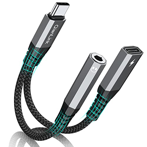 USB C to 3.5mm Headphone and Charger Adapter 2-in-1 Type C to Aux Jack Cable with PD 60W Fast Charging for iPhone15 16 17 Pro Max Samsung Galaxy S22 S23 S24 S25 Ultra Note 20 iPad Air4 Pixel 8 9