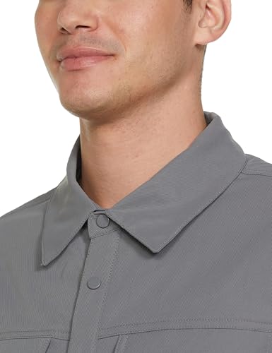 Image of Qube By Fort Collins Men's Shacket for Winter - Padded Shirt Jacket for Men | Full Sleeve Button Down Overshirt with Four Utility Pockets & Snap Placket for Layering, Travel & Everyday Wear