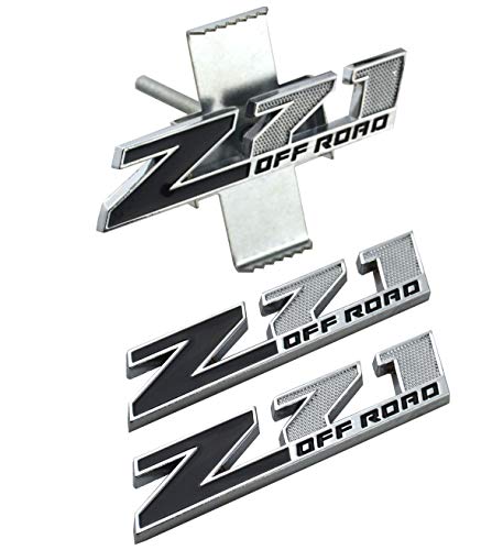 Image of Aimoll 3pcs Grille Z71 Off Road Emblems Plus Decal Stickers Replacement for GM Silverado Sierra Tahoe (Black)