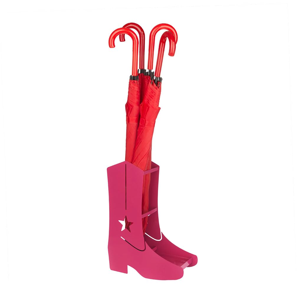 Balvi Porta ombrelli Country Boots Colore Rosa Facile circolazione dell'Aria e con vaschetta per la r