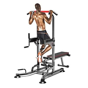 Power Tower with Set-ups Bench, Pull Up Bar with Boxing Ball, Workout Power Tower, Training Workout Equipment for Gym Training (Black Sit)