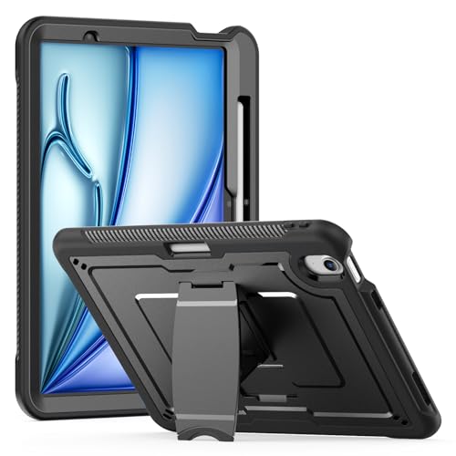 Coque iPad Air 11 M3 M2 antichoc noire avec protège-écran et support