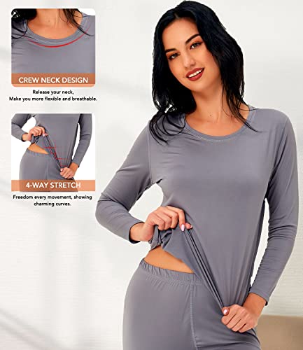 Image of JZCreater Women Thermal Underwear Set, Long Johns Base Layer Top & Bottom, Women Soft Pajama Set for Cold Weather