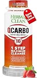 Herbal Clean Qcarbo16 Same-Day Detox Cleanse Drink (16 fl oz) - Strawberry Mango Flavor Full Body Cleanse* Detox Drink for Moderate Toxin Level*, Vitamin B2 and Vitamin B12 for Men & Women
