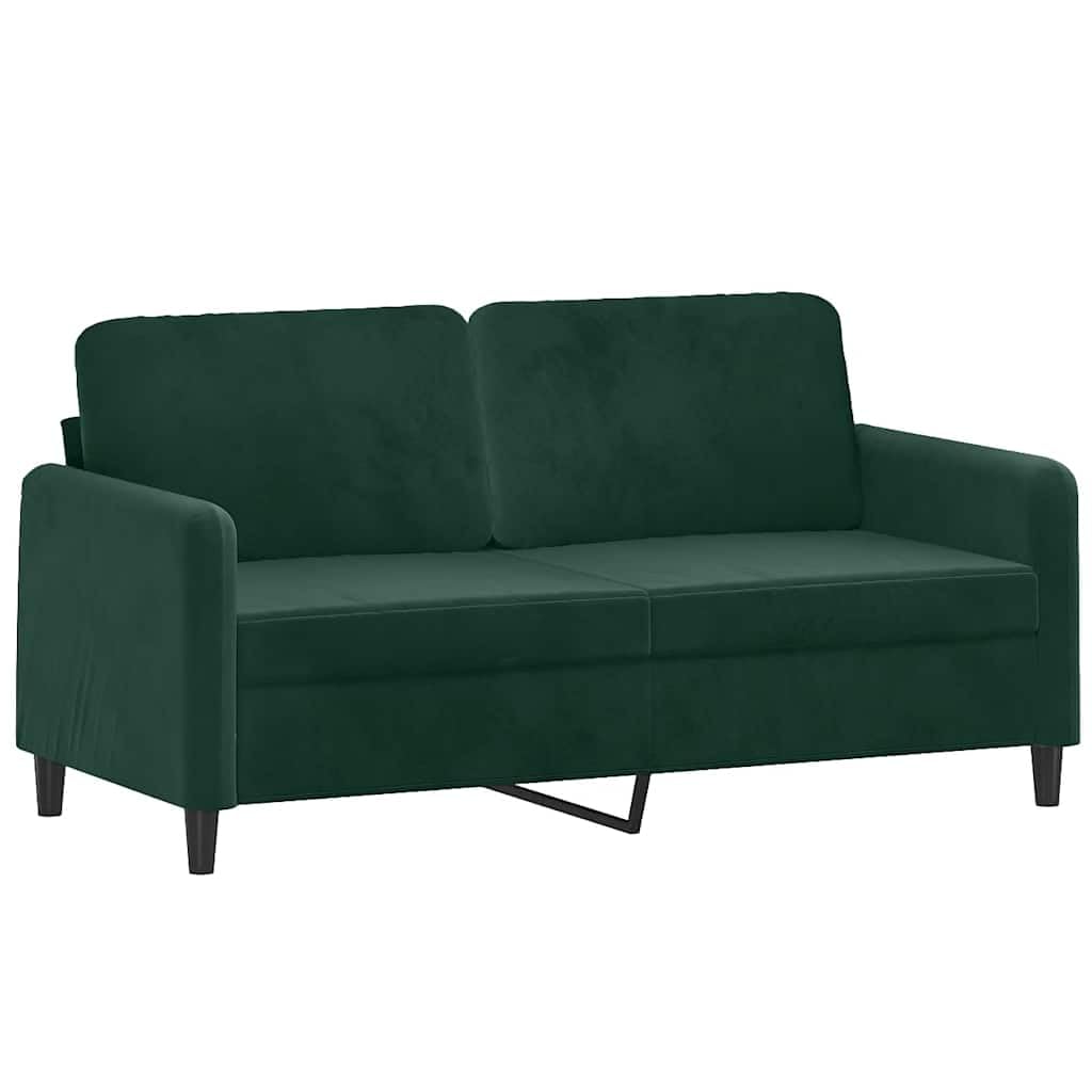 Générique Divano a 2 posti in velluto verde scuro 140 cm con cuscini decorativi, design moderno, struttura in metallo resistente, fodere rimovibili, comode per soggiorno