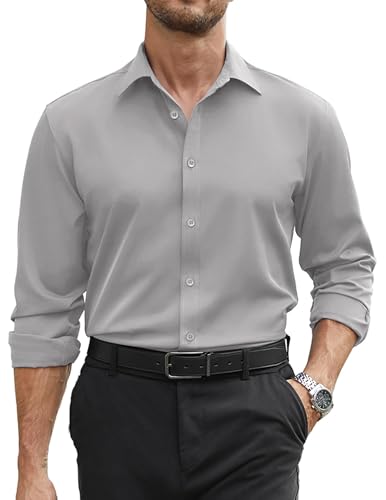 Image of COOFANDY Mens Stretch Dress Shirts Long Sleeve Button Down Shirt Regular Fit Formal Business Shirts