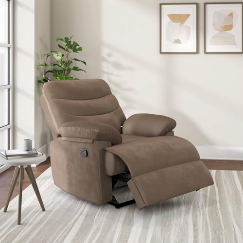 Image of Nilkamal Skelton Wood 1 Seater Upholstered Recliner with Pocket Spring (Color - Brown; Delivery Condition - Knock Down)