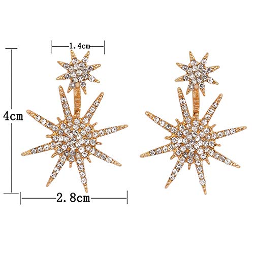Crystal Snow Dangle Drop Earrings Stud With Cubic Zirconia Hexagonal Star Earrings Hanging Behind The Ear Earrings For Women #TOP1