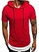 Produktbild Abtel Herren Sport Fitnessstudio Hoodies Einfarbige Kurzarm Tops für Fitnessstudio Fitness Trainieren Bodybuilding XXL Rot