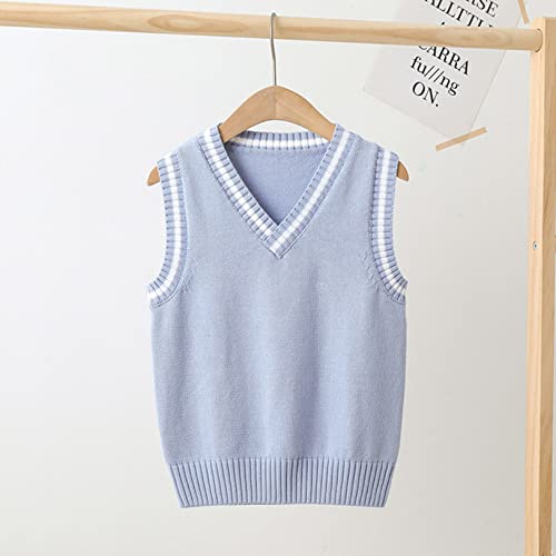 Unisex Kids Girls Boys V-Neck Knitted Sweater Vest Students Uniform School Wear Solid Color Casual Waistcoat Top2
