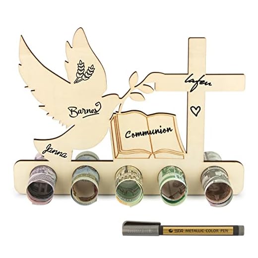 VINFUTUR Libro de Firmas Comunión Madera Libro Visitas Bautizo Personalizado Comunión Regalo Original Cumpleaños Hucha Billetera Recuerdo Decoración Casa