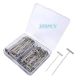 150 Pcs T Pins, Sewing Pins for Blocking Knitting, Modelling, Wig Making and Crafts, Straight Pins T-Pins Stainless Steel Nickel Plated with Storage Box (1.5 Inch，2 Inch)