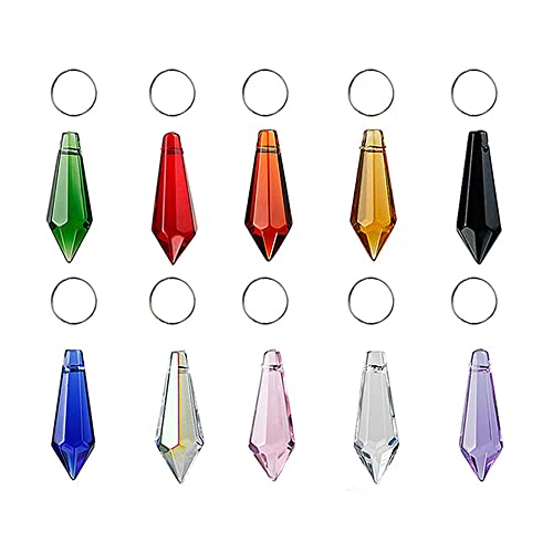 H&D Hyaline & Dora 50Pcs 38Mm Crystal Icicle Pendant Chandelier Prisms Drops Lamp Candle Holders Curtain Diy Parts(Multi-Color) #TOP7