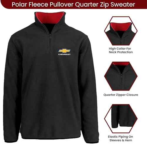 JH DESIGN GROUP Men’s Chevy Bowtie Logo Quarter Zip Fleece Sweatshirt 3 Colors4