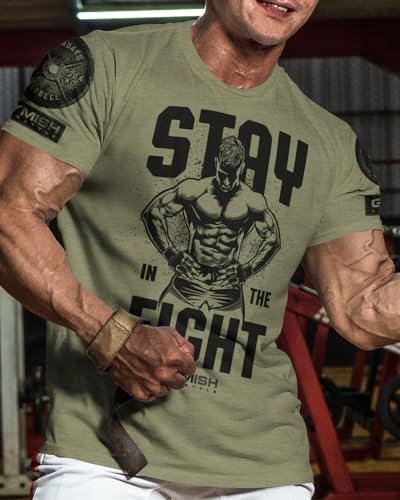 Stay in The Fight Workout Shirts for Men, Cool Lifting T-Shirt2