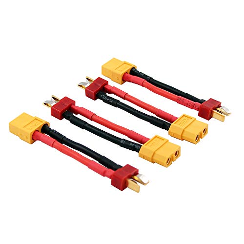4pcs Adaptador Conector XT60 a T-Plug con Cable 14awg 2in miniatura 1