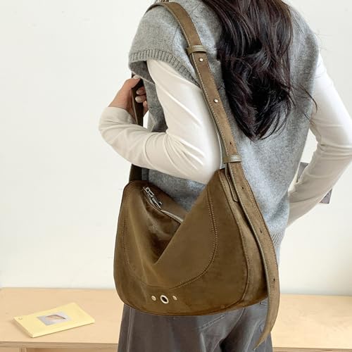 Sac à bandoulière daim sangle réglable style coréen décontracté usage quotidien - 5