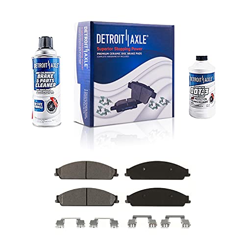 Image of Detroit Axle - Front Brake Pads for 2005-2007 Ford Five Hundred Freestyle Mercury Montego 2008-2009 Taurus X Sable, Ceramic Brake Pads w /Hardware Replacement