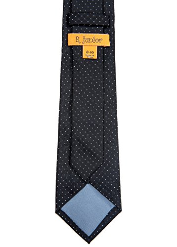 Retreez Check Textured Woven Boy's Tie (8-10 Years) - Black #TOP2