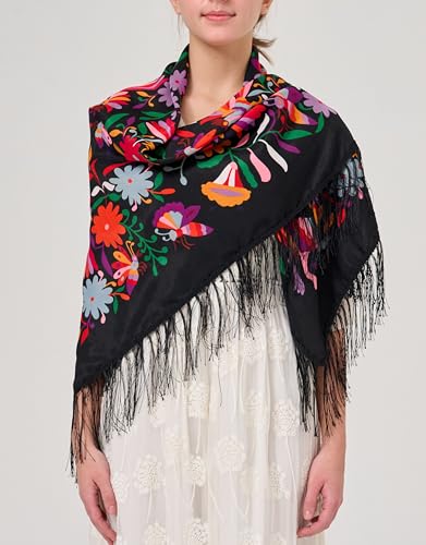 YHDDYG Traditional Mexican Shawl Scarf Wrap Tassel Fringes Cinco de Mayo Scarf Classic Ethnic Shawl N13