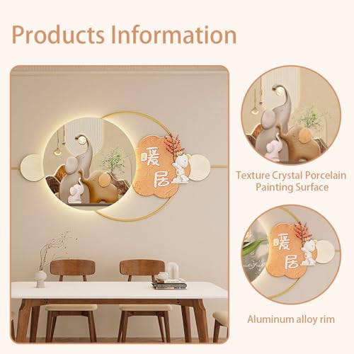 Décoration murale 3D LED éléphant 100x50cm avec télécommande jaune - 7