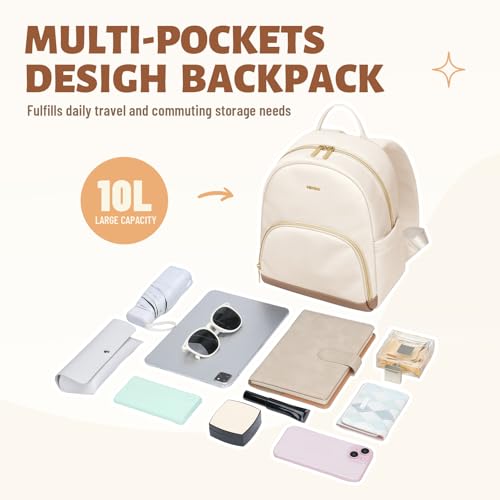 Image of MDODO Small Backpack for Women Lightweight Stylish Mini Backpack Daypack Purses Cute Bookbag for Casual College Travel Daily,fit 10.9Inch iPad,Beige