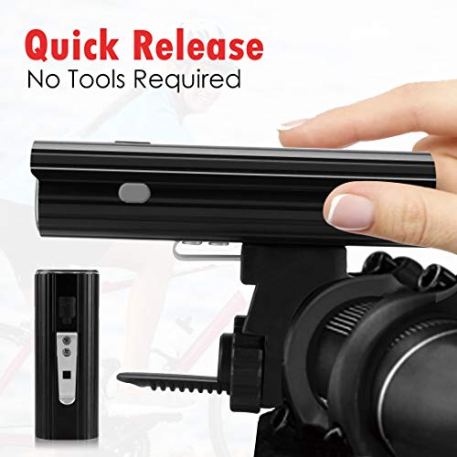 Te-Rich Rechargeable Bike Lights Front and Back - Ultra Bright Bicycle Headlight and Taillight Set, Quick Release Cycling Flashlight, Road/Mountain/City Bike Accessories for Men/Women/Kids