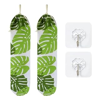 EPCDBBRT 2 Pieces Of Garbage Bag Organizers, 2 Pieces Of Transparent Hooks, Cotton And Linen Grocery Bags, Portable Shopping Bags, Foldable Organizer Bags