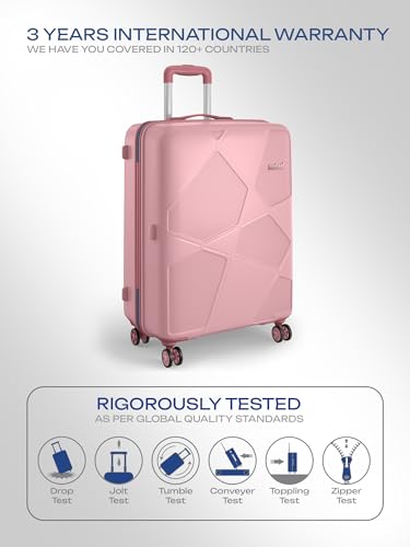 Image of Safari Pentagon Pro 8 Wheels Set of 2 (Cabin + Medium) Trolley Bag, Hard Case Polypropylene, 360º Wheeling Small Check in Luggage, Suitcase for Travel, Trolley Bags for Travel, Rose Gold