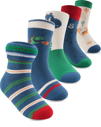 Kyopp 5 Paar Socken Jungen Kindersocken Niedlich Dinosaurier Cotton Socken Kinder Mädchen Socks 29-32