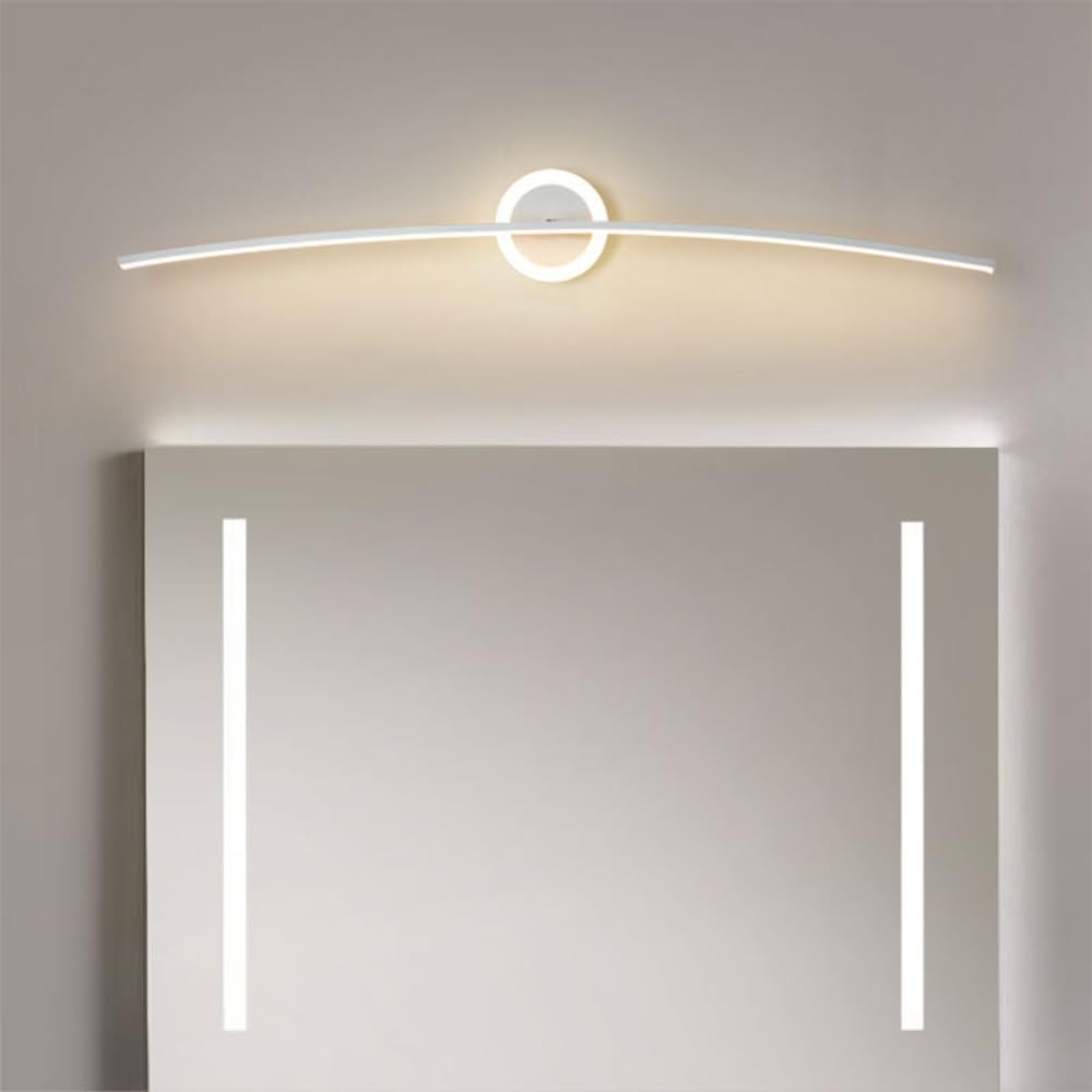 XINYASEE Lampe frontale LED pour miroir, lampe miroir moderne pour salle de bain, applique murale pour chambre à coucher et salle de séjour 20-25W lumière tri-couleur ajustable (Blanc, 80CM)