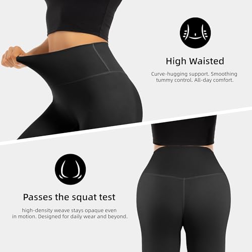 High Waisted Leggings for Women Tummy Control Full Length Buttery Soft Yoga Pants for Workout Athletic No See Through, Black, Small-Medium - Image 3