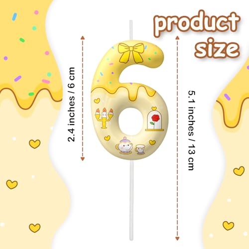 Image of Yellow Cartoon Birthday Candles, Number 6 Candle Yellow Themed Birthday Party Supplies, 2.4 inch Birthday Candles for Cake Topper Party Decorations, Birthday Decorations for Boys Girls (Number 6)