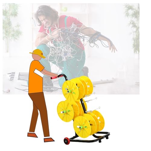 SnamicE Distributore di Bobine di Cavi Regolabile, Supporto per Bobine di Cavi per impieghi gravosi per Uso Industriale, Elettrico, portabobine di Cavi Mobile con Ruote, Cuscinetto,