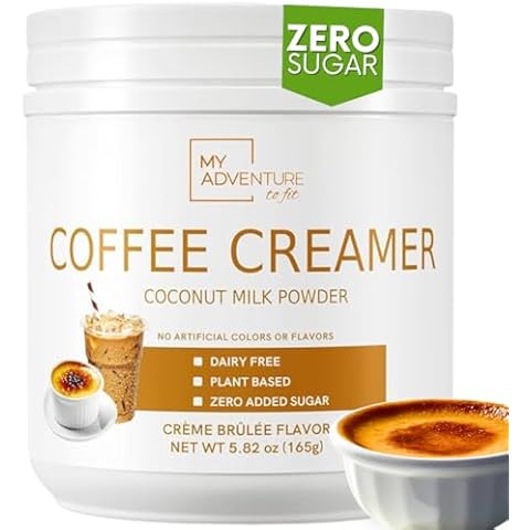 Non Dairy Coffee Creamer Powder - Zero Sugar Powdered Creamer for Hot or Iced Coffee - Keto Creamer for Women & Men - Low Calorie Coconut Creamer for Coffee (Crème Brûlée Flavor) Cover